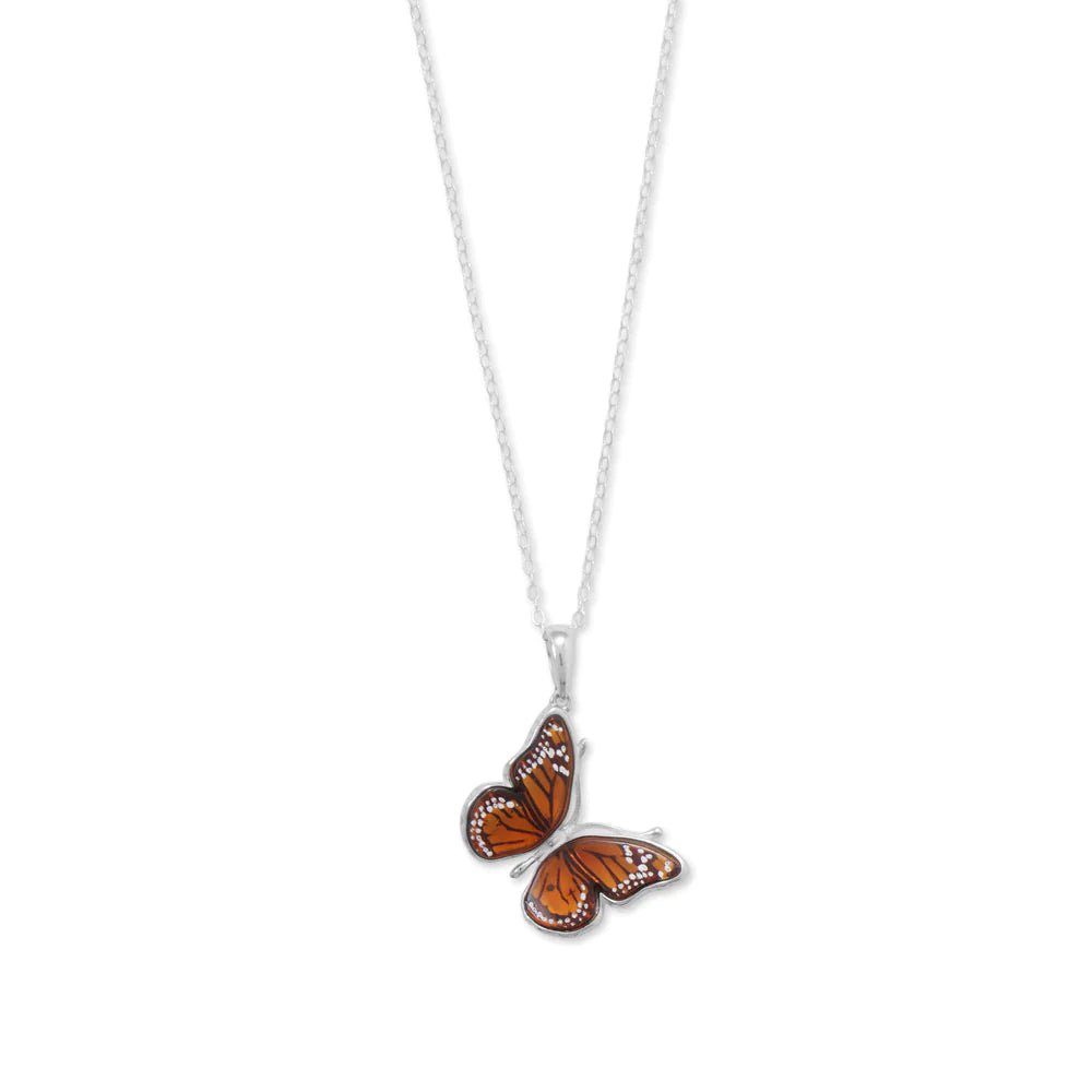 Baltic Amber Monarch Butterfly Pendant - Handcrafted