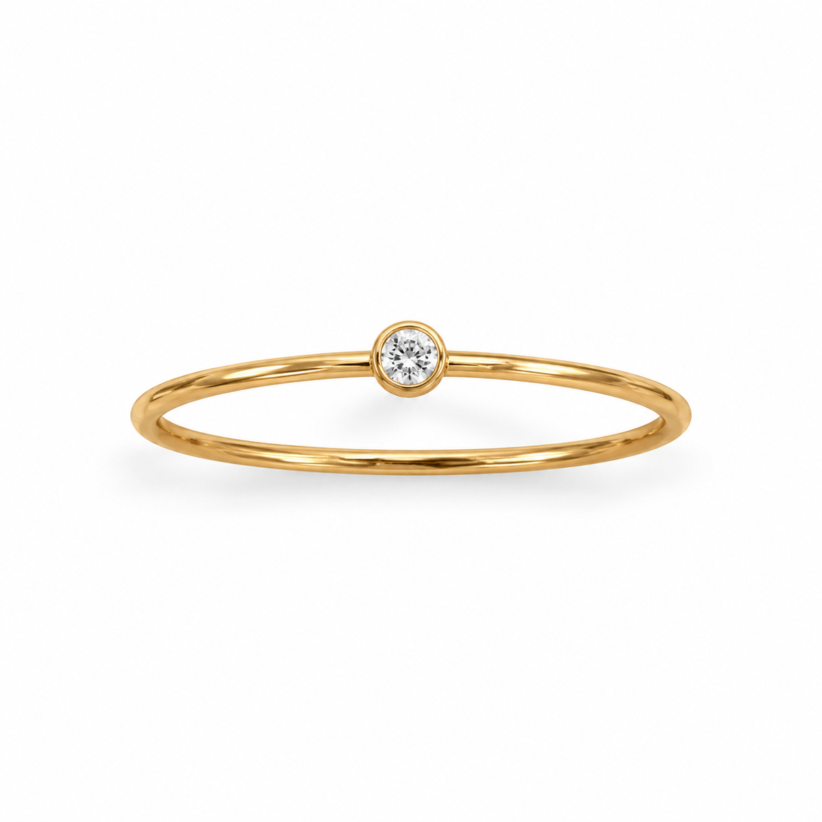 CZ Thin Ring 14/20 Gold Filled 1mm Band 2mm 3A CZ Sizes 5-8
