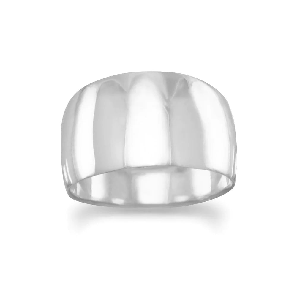 Sterling Silver Wide Tapered Polished Ring, Graduated 5mm to 12mm Band, Wedding Band Style, Sizes 6-12
