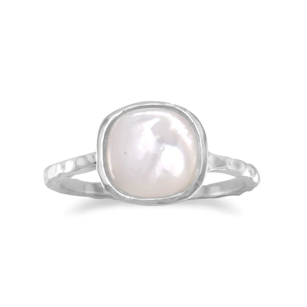 Mother of Pearl Ring - Sterling Silver Square Cushion Cut Design