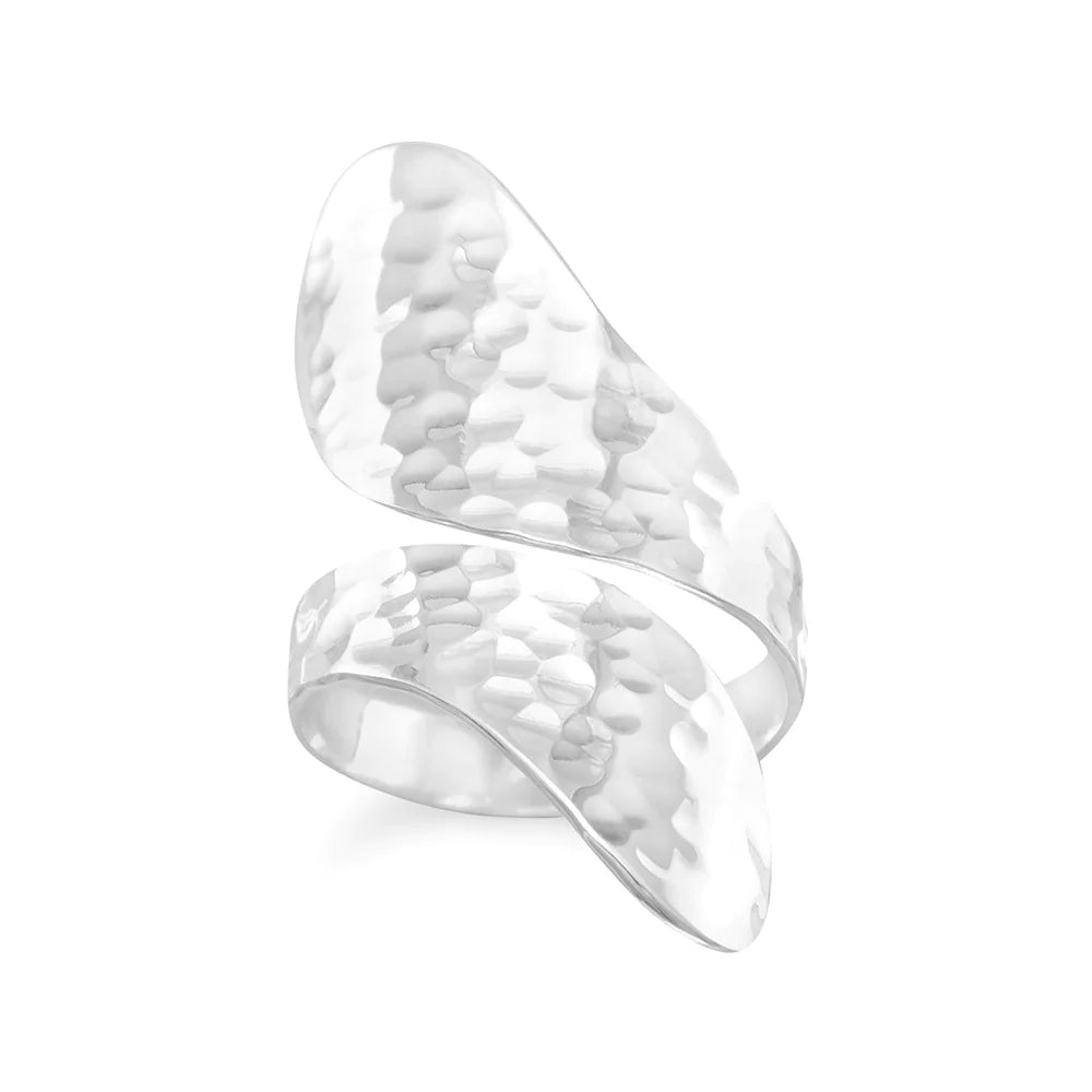 Sterling Silver Hammered Spoon Ring, Handcrafted Tapered Band, Sizes 6-9, 4mm-12mm Width, .925 Silver