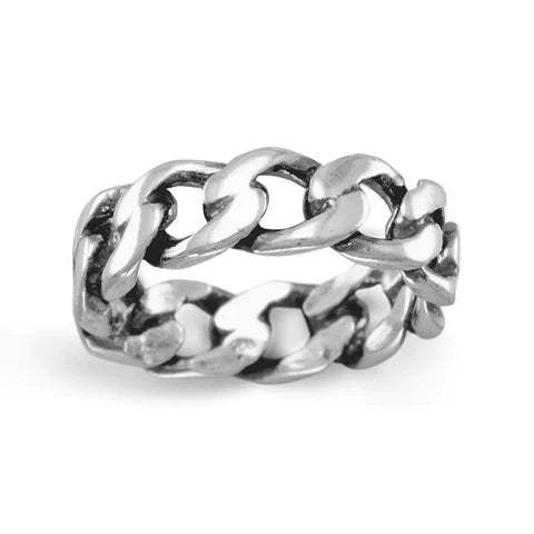 Chain Ring - Sterling Silver Oxidized Curb Design Statement