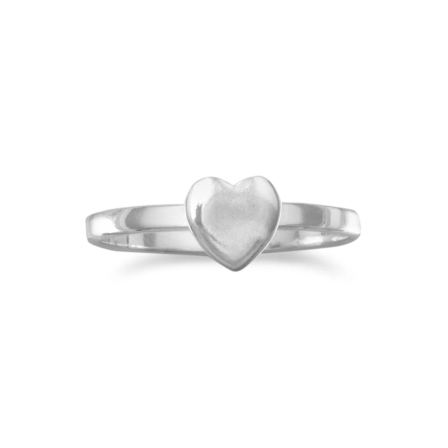 Sterling Silver Heart Ring, Polished 7mm Design, 2mm Band Width, .925 Silver