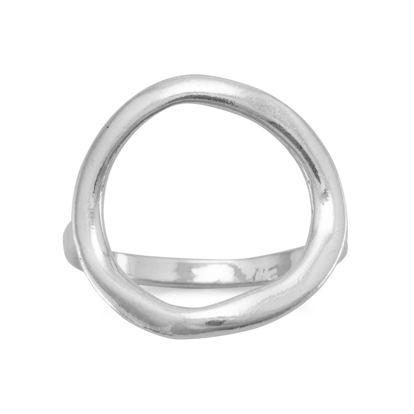 Sterling Silver Textured Open Circle Ring, 17mm, .925 Silver