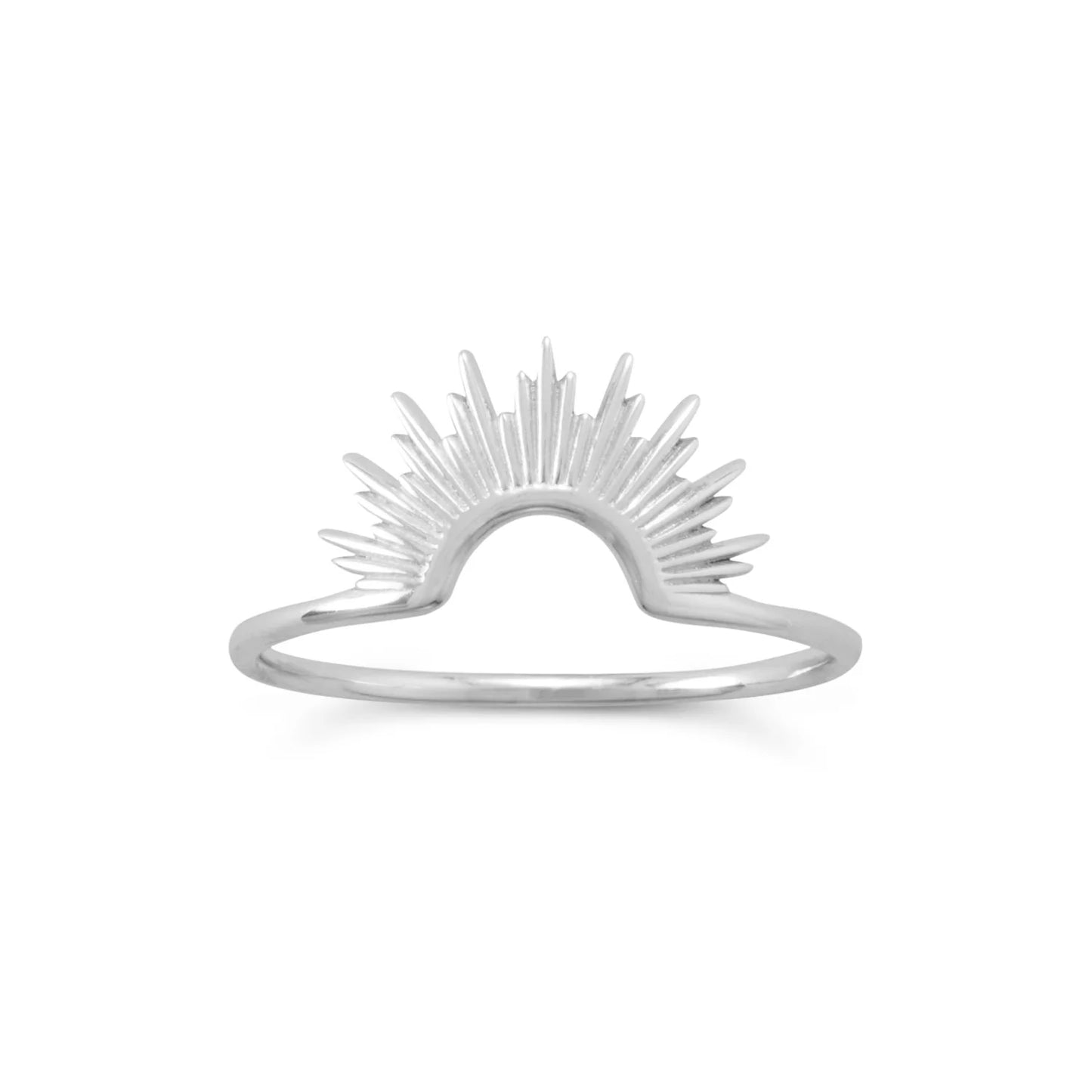 Sterling Silver Sun Design Ring, Stackable Band, 1.2mm Wide, Sizes 5-9