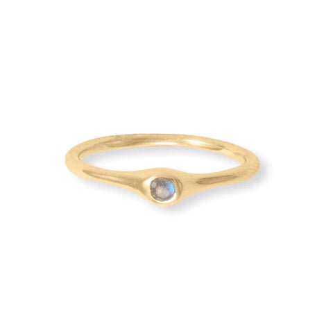 14K Gold Plated Sterling Silver Ring Set with Amethyst, Labradorite, Glass Stones, 5 Piece Stack, Sizes 6-9
