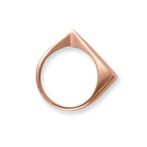 14 Karat Rose Gold Plated Sterling Silver Triangle Slice Ring, Flat Top, 6mm-1.2mm Taper, Sizes 6-9