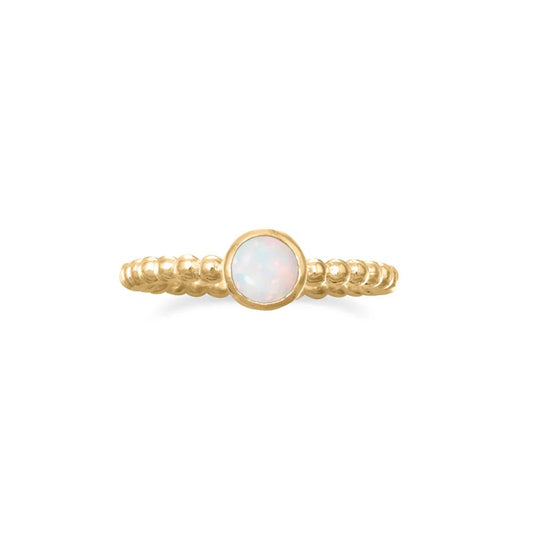 14K Gold Plated Synthetic White Opal Ring