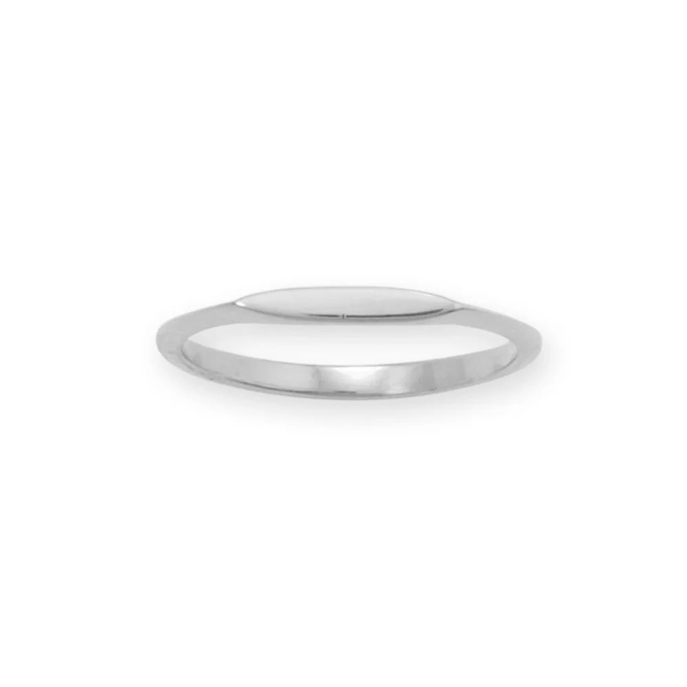 Sterling Silver Dainty Flat Top Marquise Bar Ring, Stackable Pinky Ring, 11.5mm x 2mm, Sizes 4-9