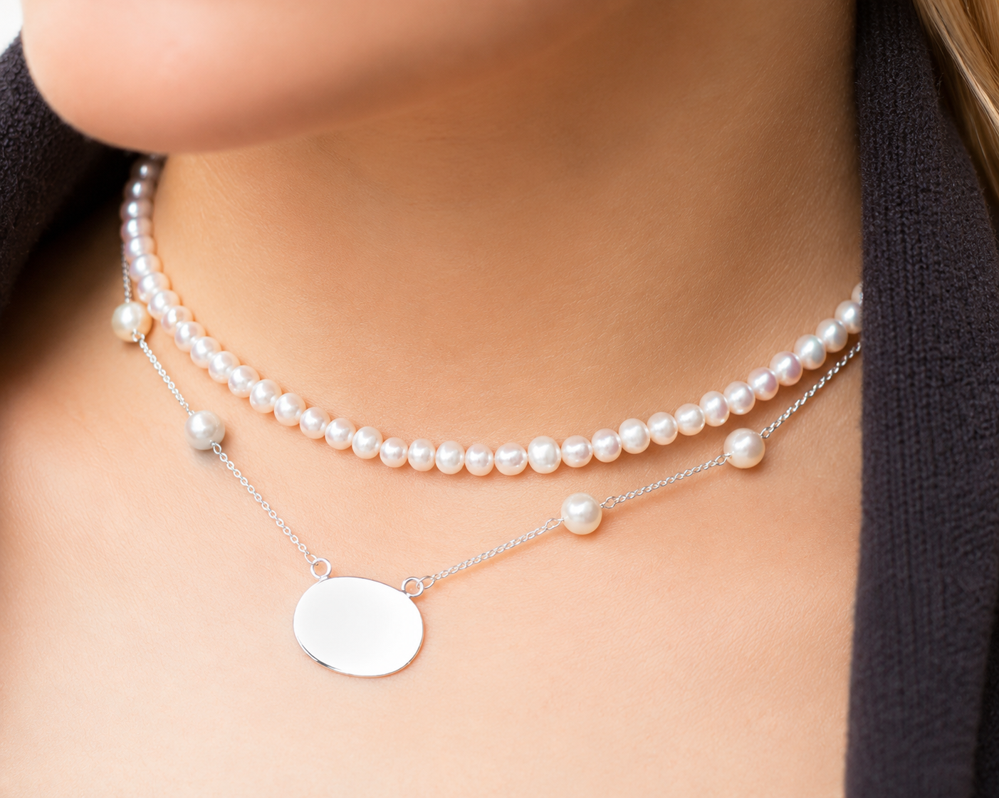 Cultured Freshwater Pearl Necklace 925 Sterling Silver 4mm 15+2 Inch