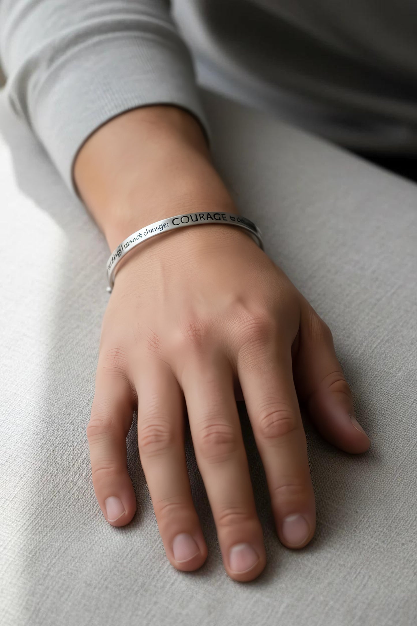 Serenity Prayer Cuff Bracelet - Sterling Silver Oxidized Inspirational