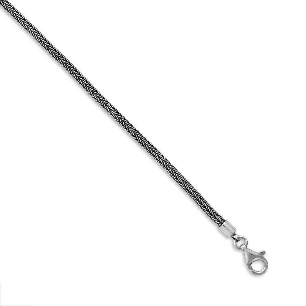 Oxidized Bali Wheat Chain Necklace Oxidized 925 Sterling Silver Lobster Clasp Bali 3mm