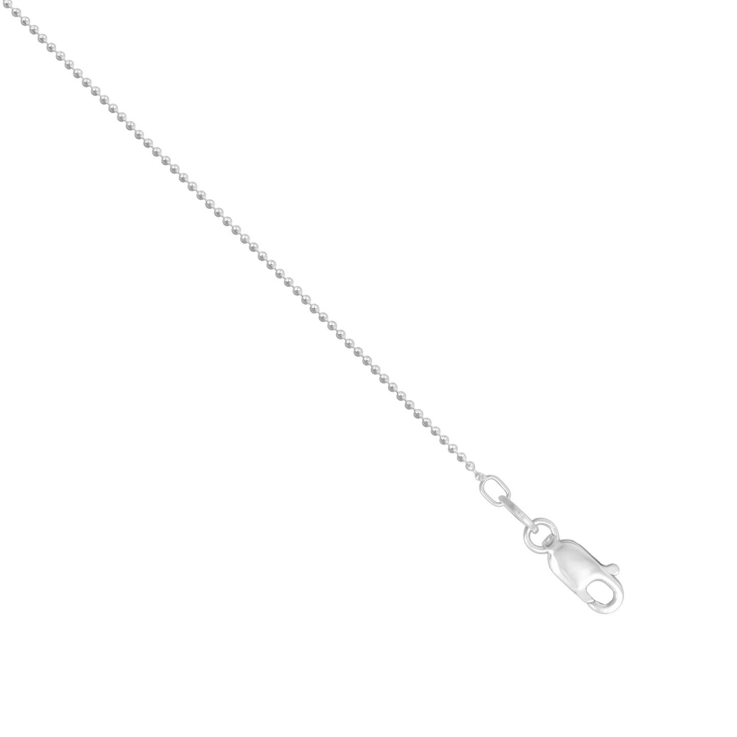 Delicate Bead Chain Necklace 925 Sterling Silver Lobster Clasp Italy Made 1mm