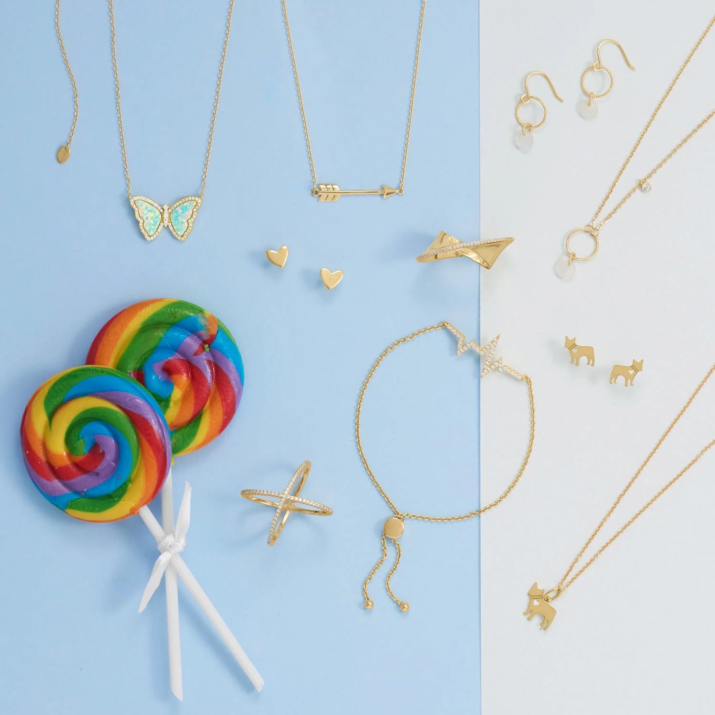 Sterling Silver Rainbow Moonstone and CZ Charm Necklace, 16 Inch Chain with 2 Inch Extender, Gold Plated, Faceted Stone Drop