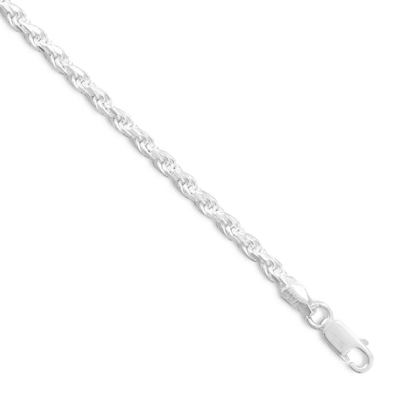 Diamond Cut Rope Chain Necklace 925 Sterling Silver Lobster Clasp Italy 3.3mm