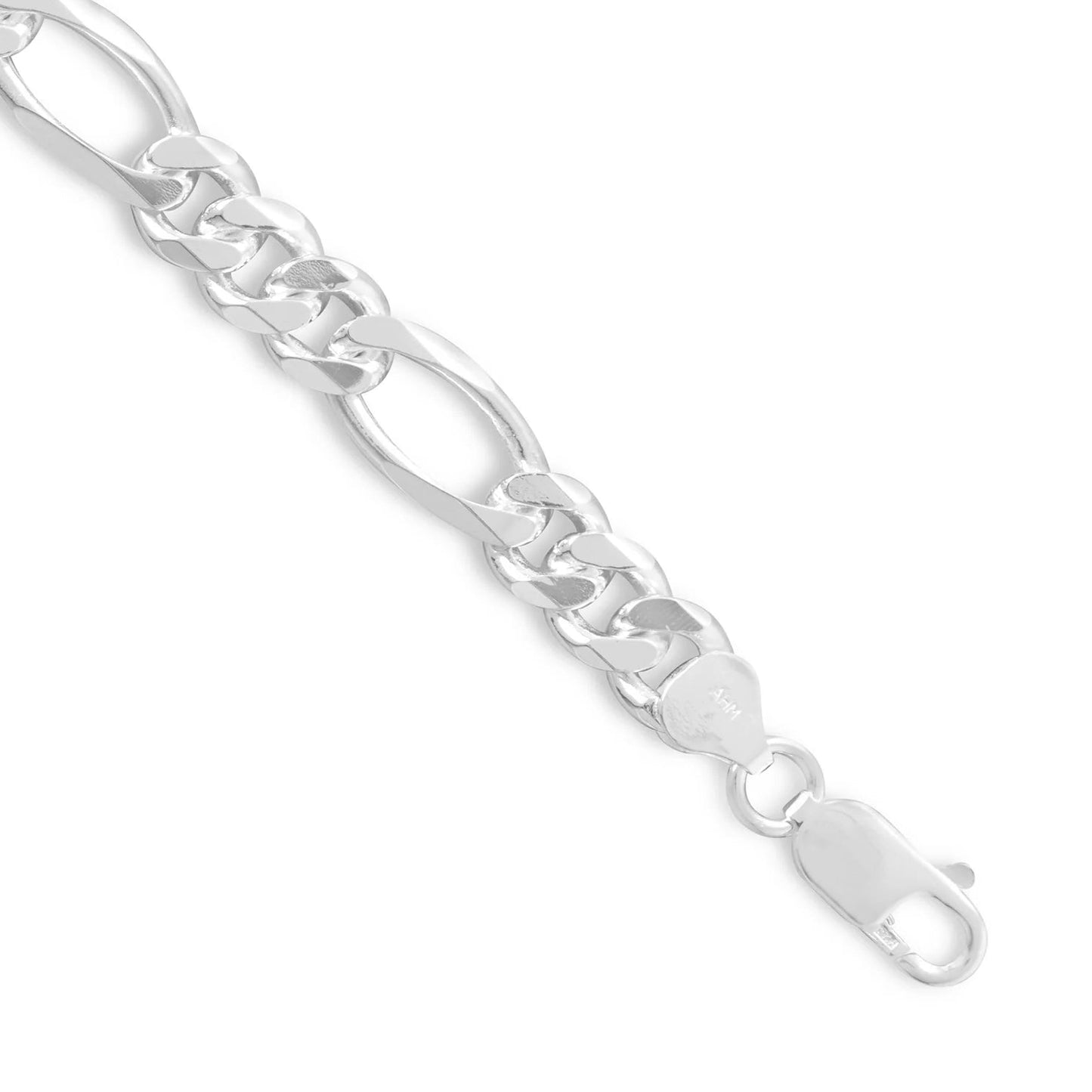 Figaro Chain Necklace 925 Sterling Silver Lobster Clasp Italy 3+1 8mm