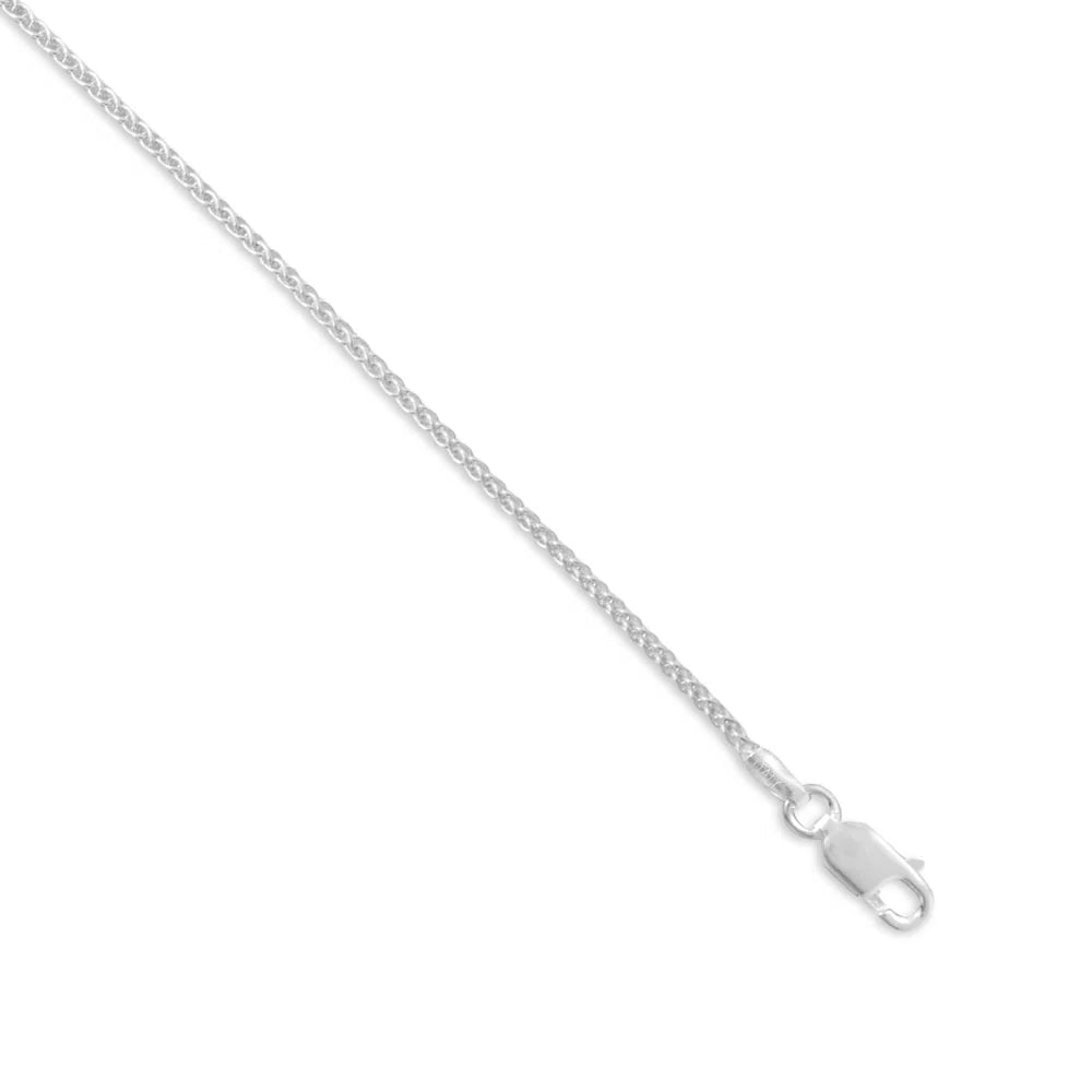 French Wheat Chain Necklace 925 Sterling Silver Lobster Clasp Soldered Jump Ring Italy 1.5mm