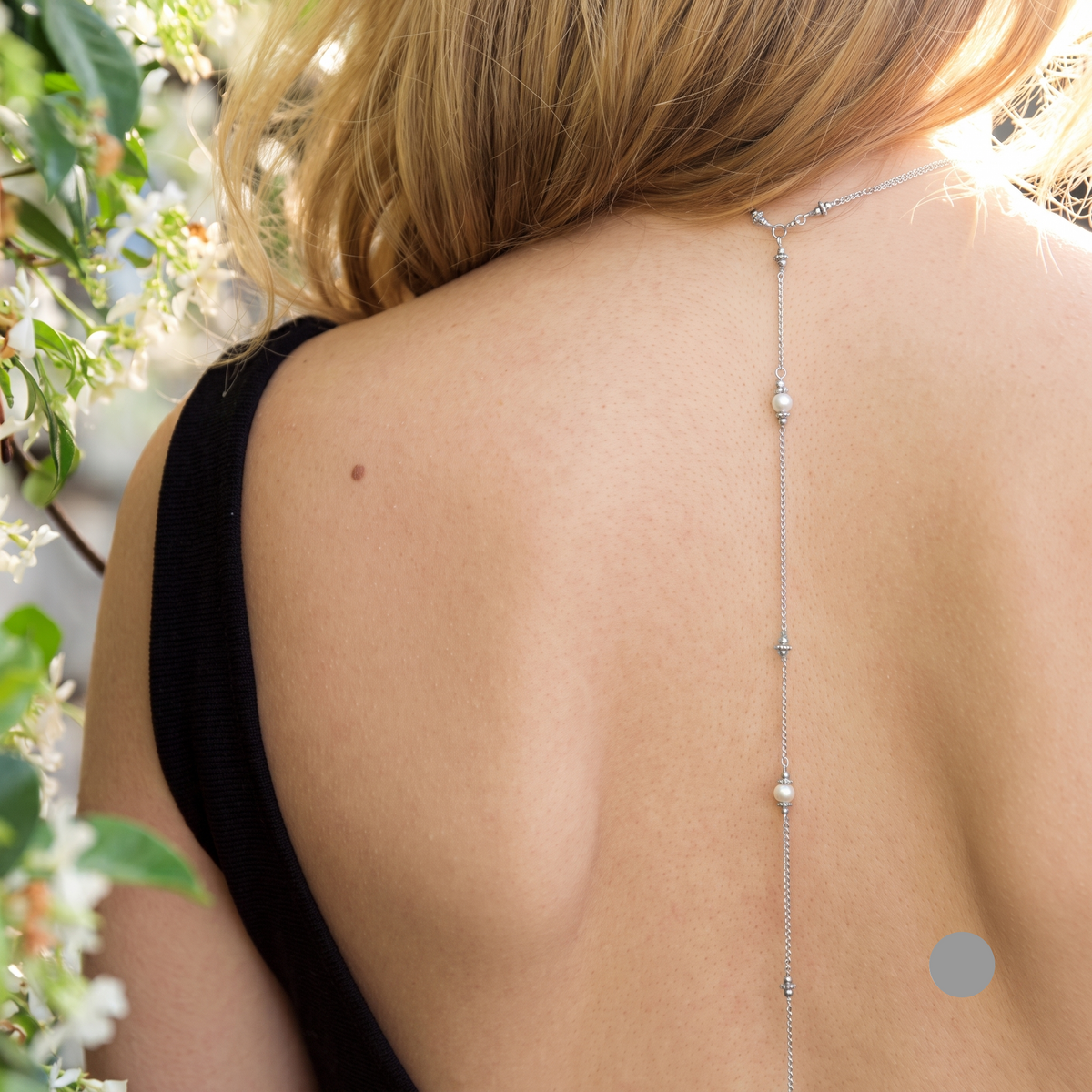 Pearl Back Drop Necklace 925 Sterling Silver 5.5mm 10 Pearls 15in+10in Drop