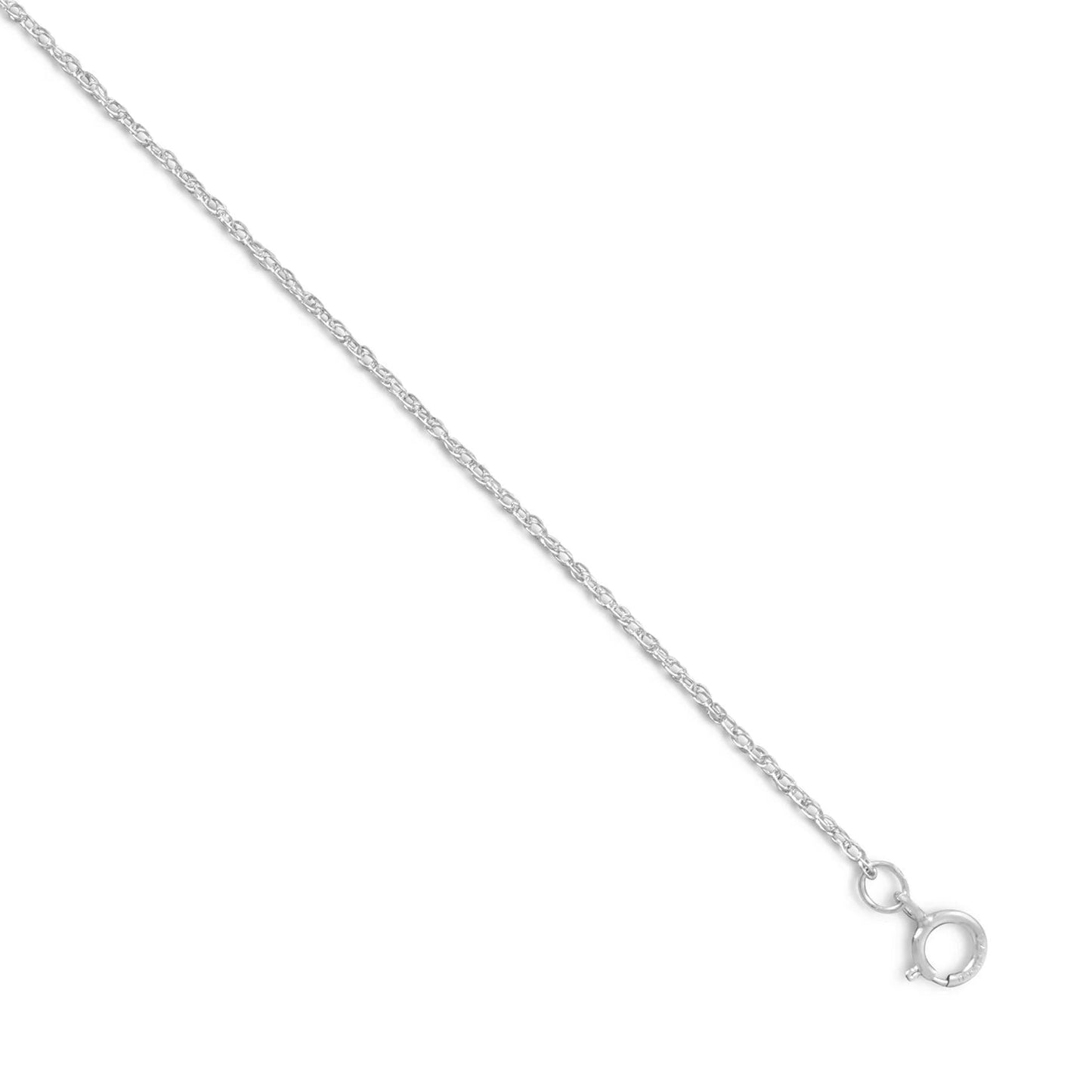 Rope Chain Necklace Rhodium Plated 925 Sterling Silver Spring Ring 1.1mm