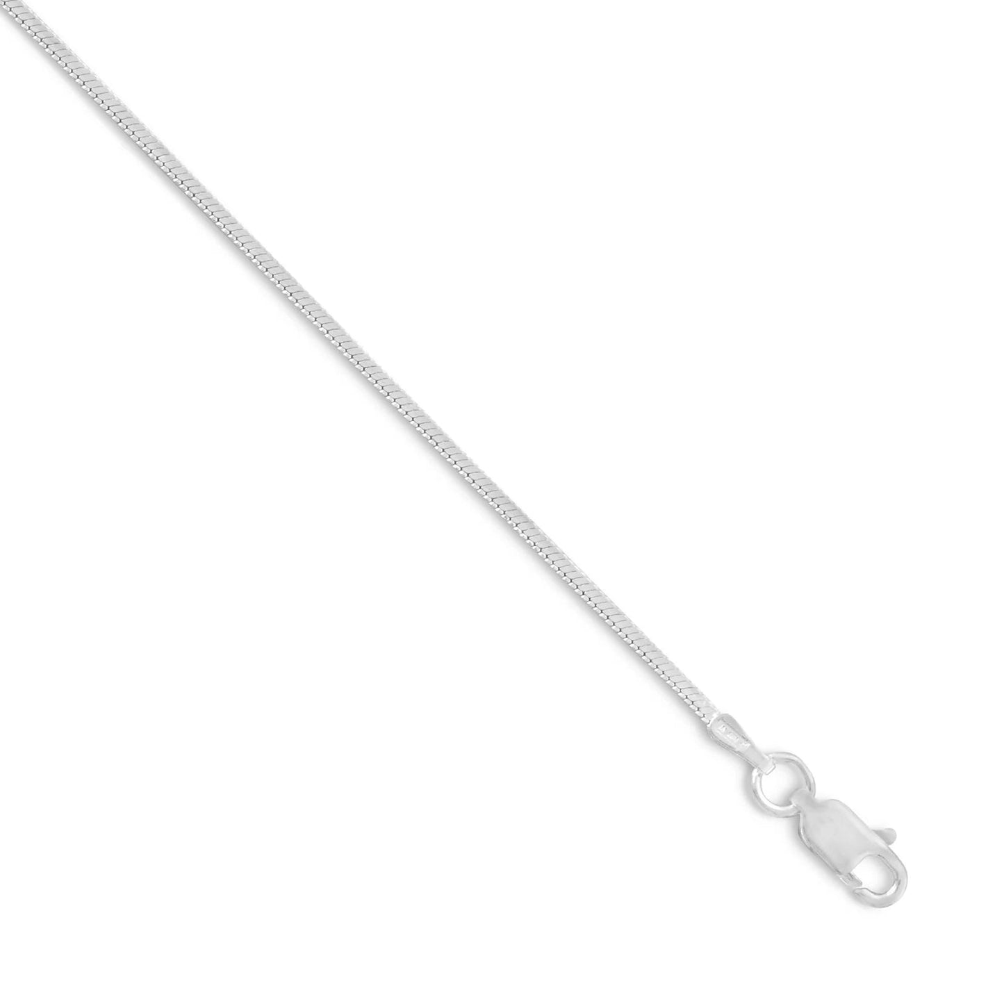 Square Snake Chain Necklace 925 Sterling Silver Lobster Clasp Italy 1.3mm