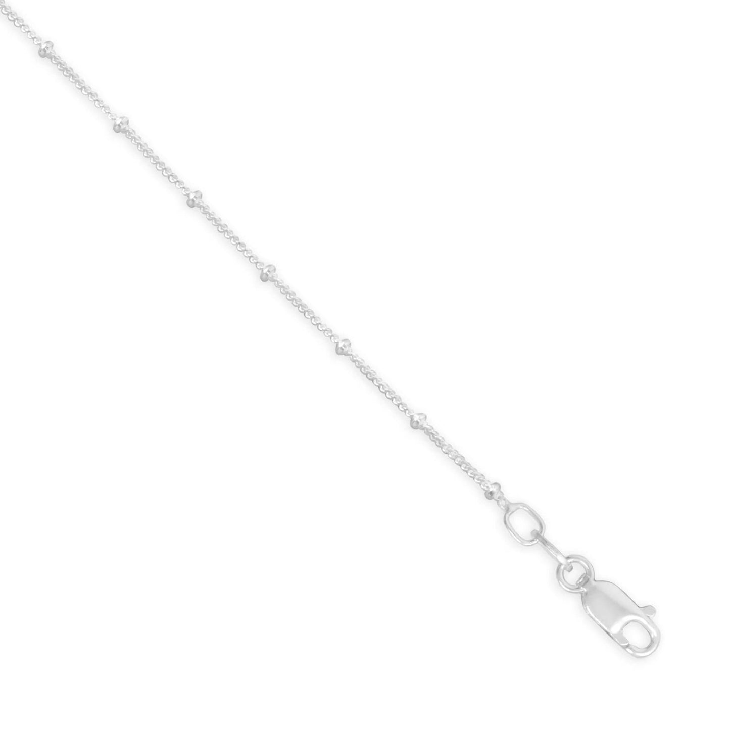 Satellite Chain Necklace 925 Sterling Silver Lobster Clasp Soldered Jump Ring Italy 1.5mm