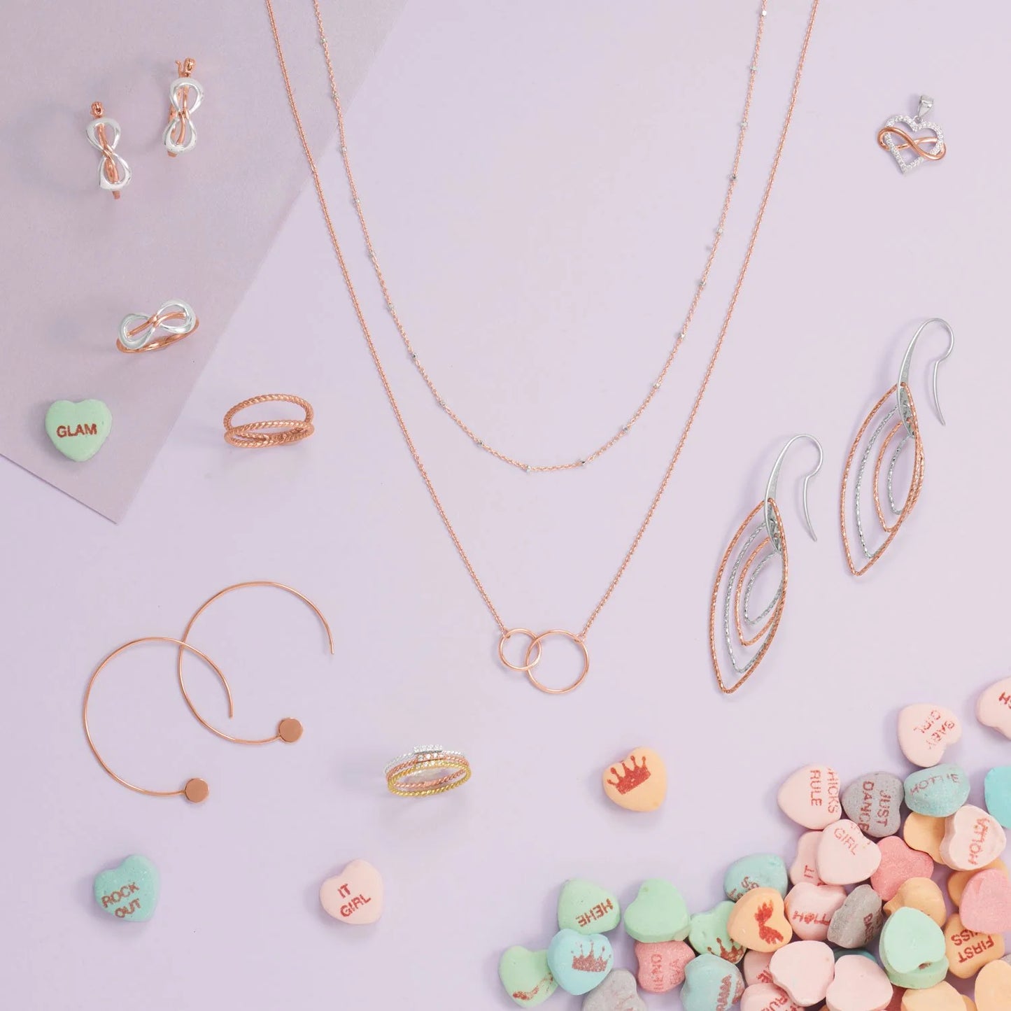 16" + 2" 14 Karat Rose Gold Plated Circle Link Necklace