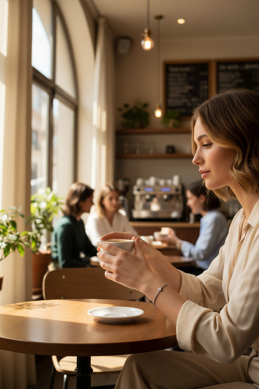 Café Scene - Silver Chain Crystal Bracelet