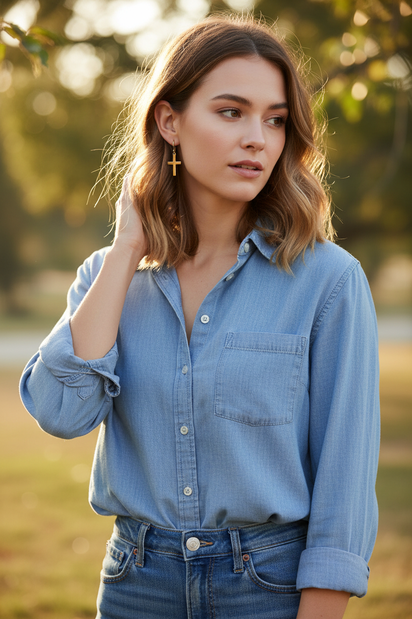 Casual button-up and jeans