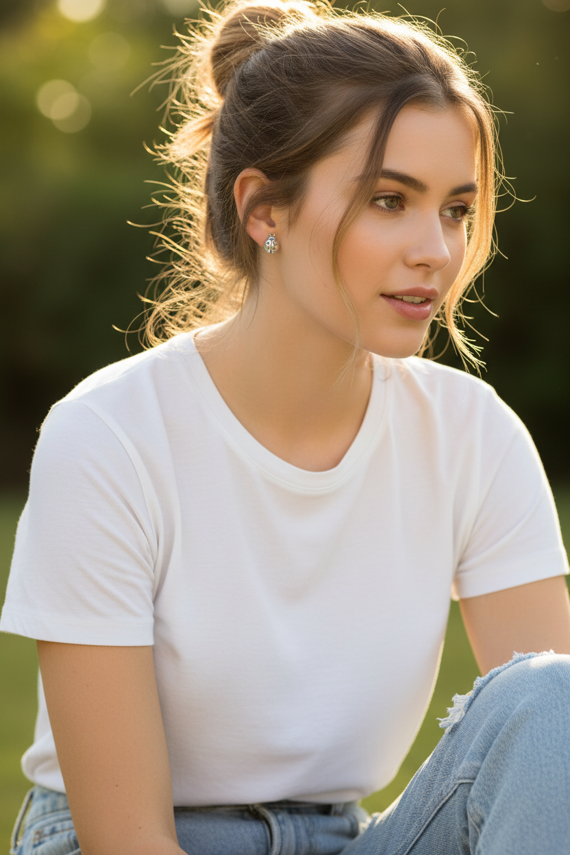 Casual white tee and jeans style