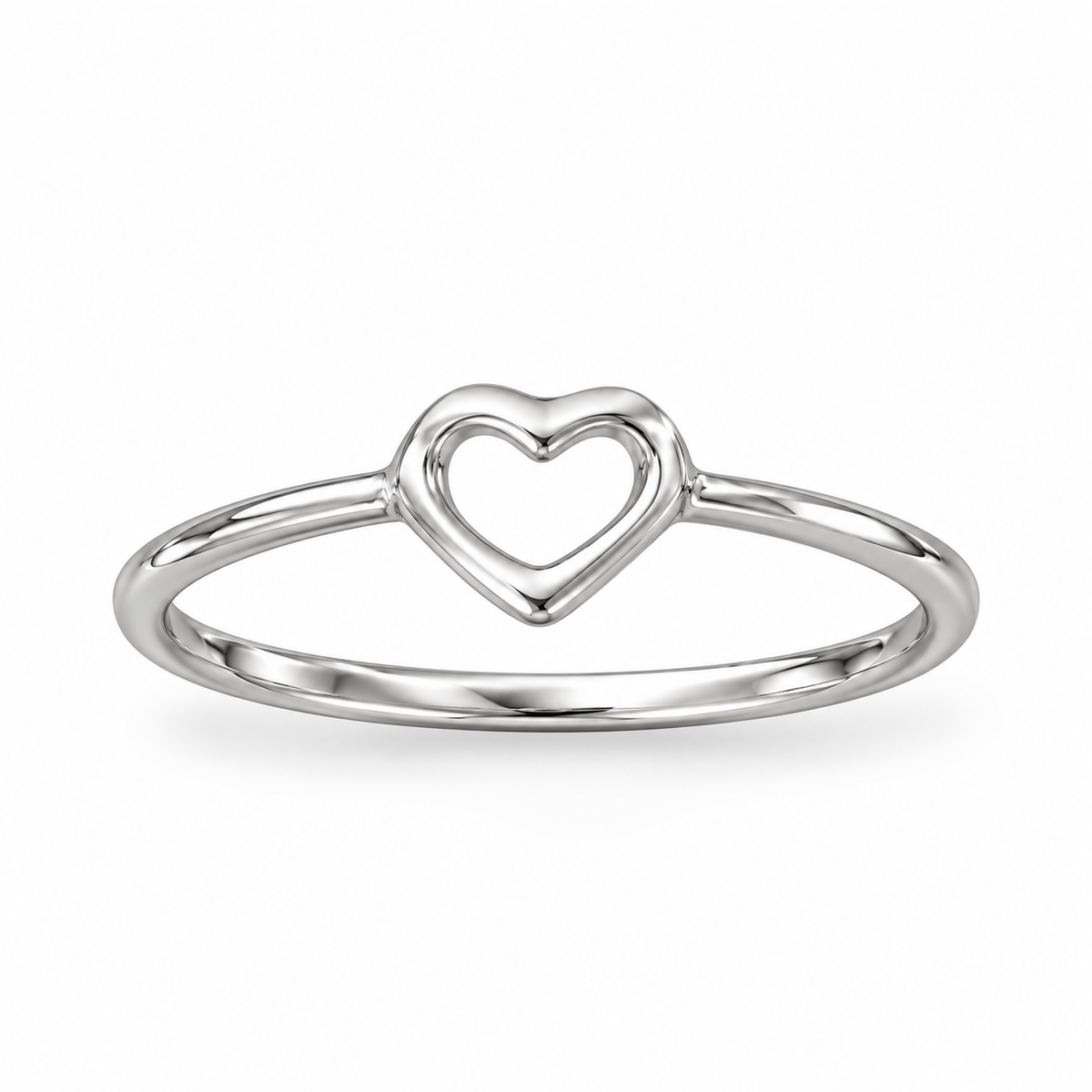 Polished Open Heart Ring 925 Sterling Silver 6.4x7.1mm Heart 1.3mm Sizes 3-9