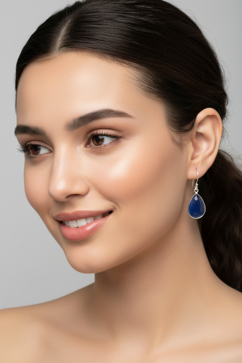 Elegant Model Dark Blue Chalcedony