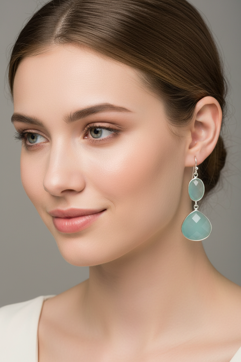 Elegant Model Sea Green Chalcedony