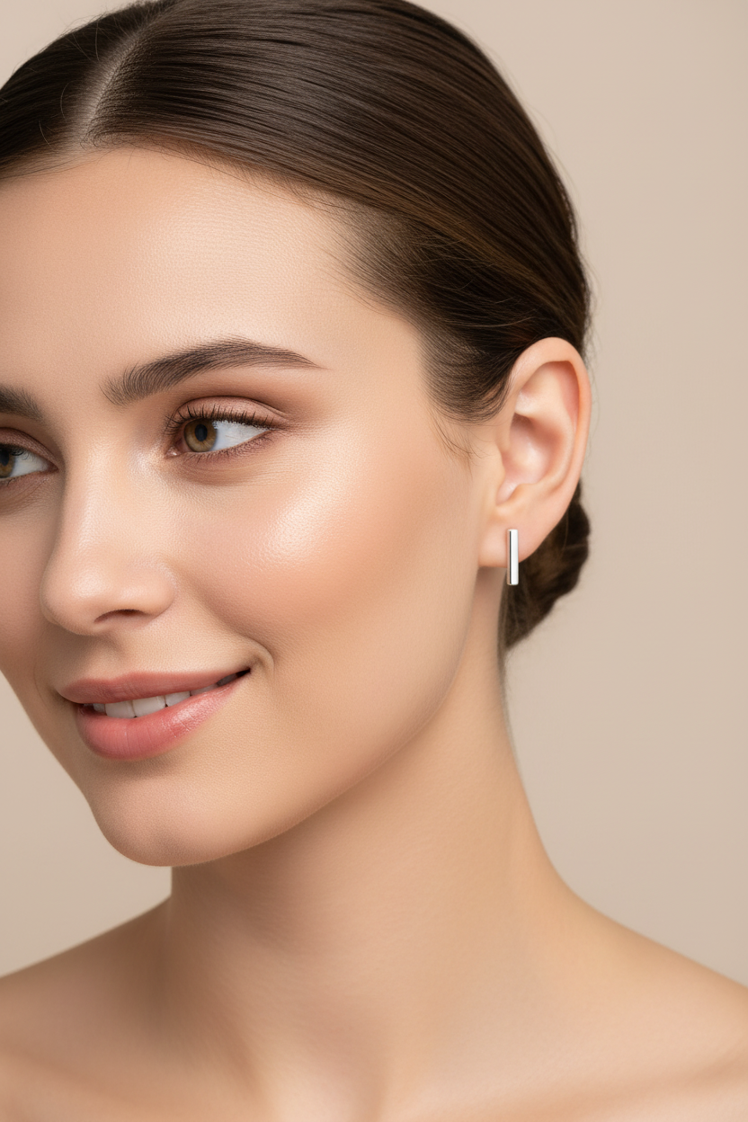 Elegant Model Silver Bar Studs