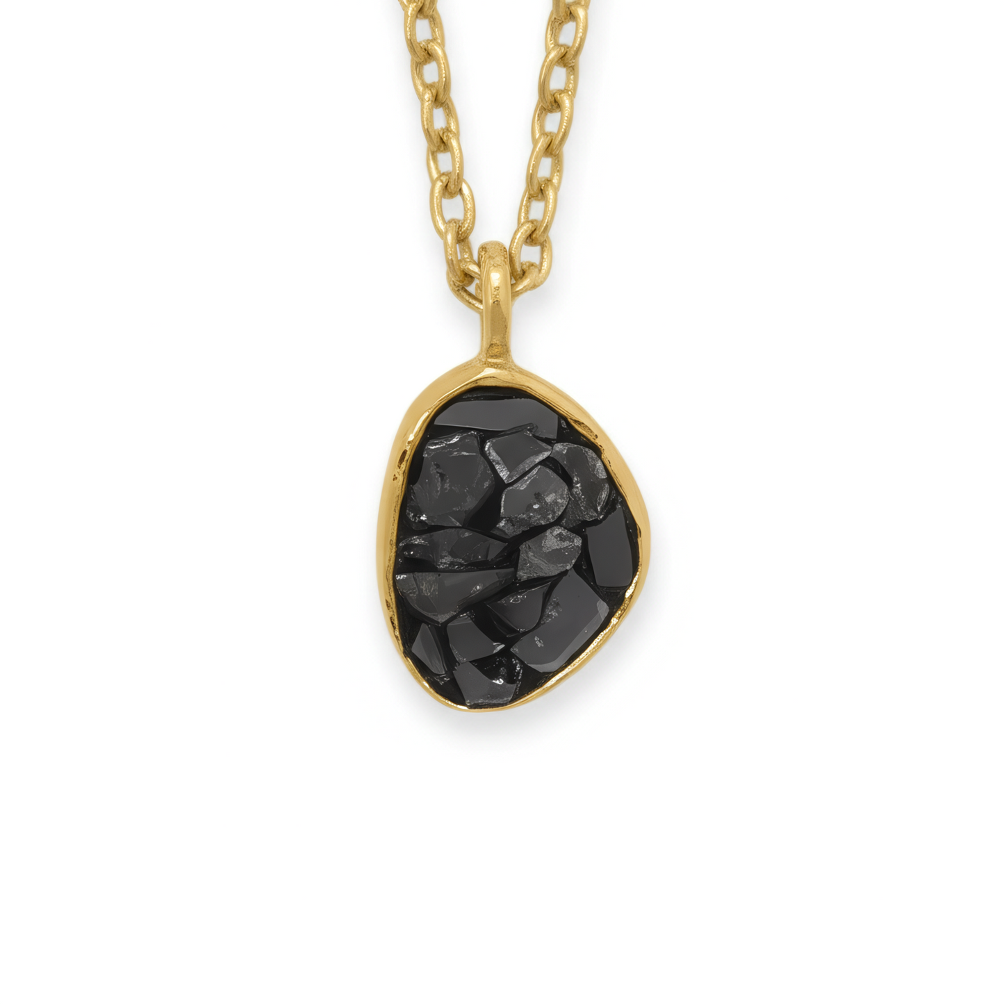 Diamond Chip Necklace 14K Gold Plated 925 Silver Resin Freeform 16+2