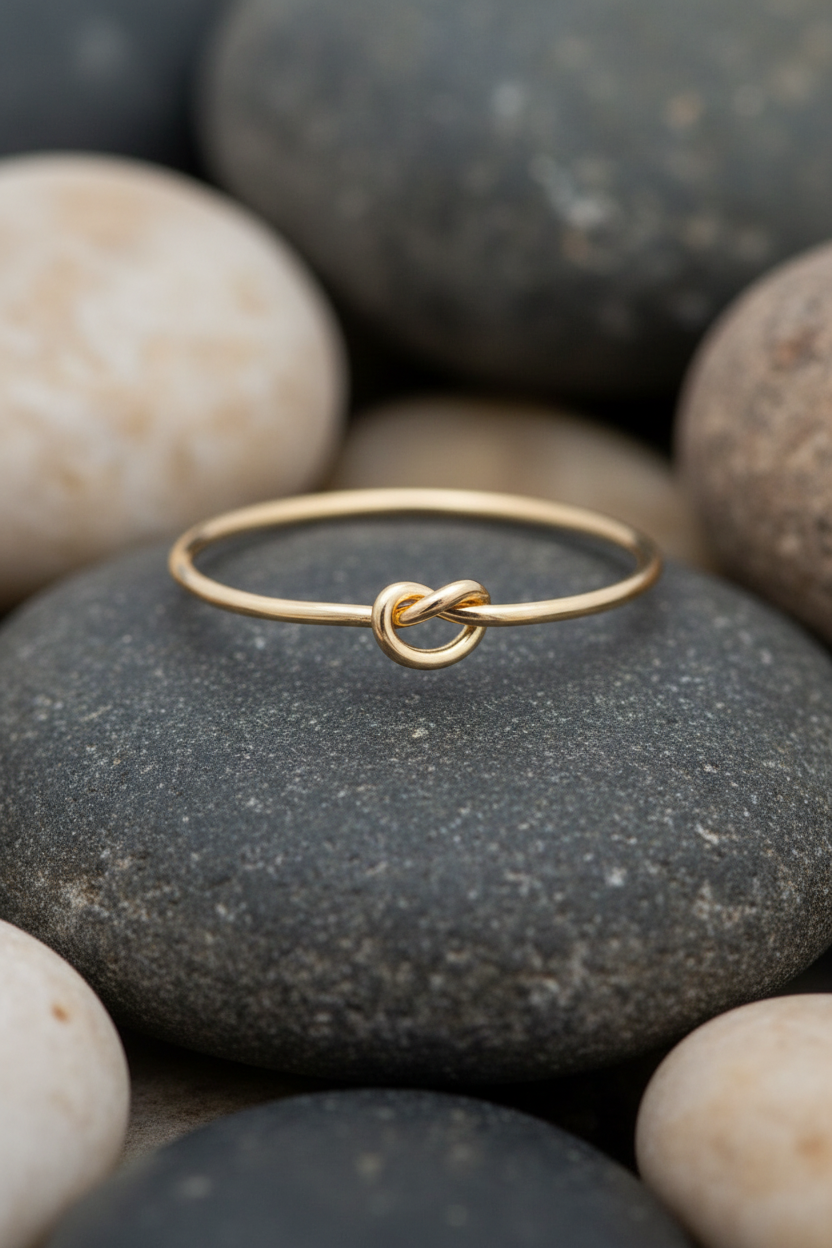 Gold Filled Thin Love Knot Ring 14/20 Gold Filled 1mm Band Sizes 5-9