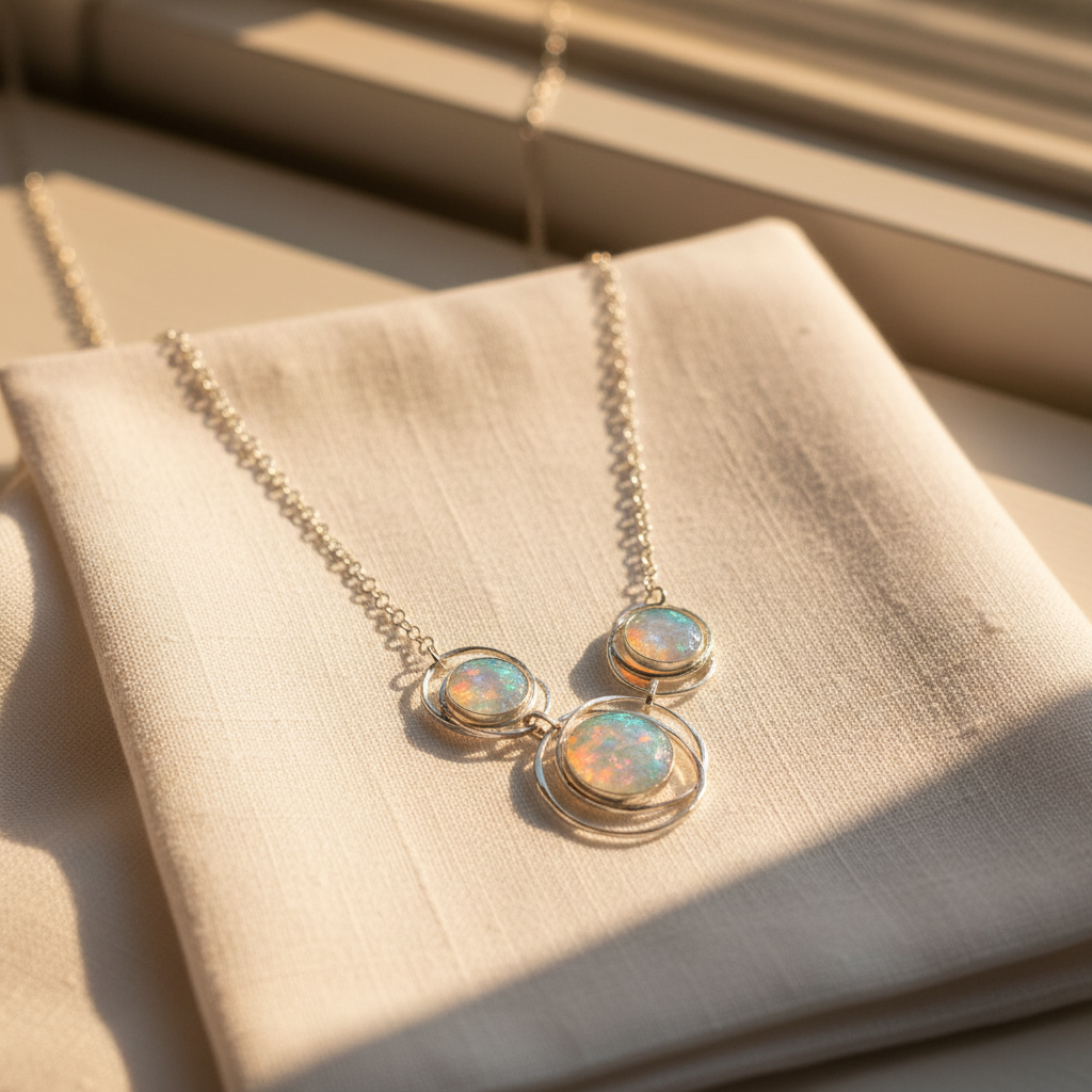 Ancient Roman Glass Necklace - Sterling Silver Abstract Circle Pendant