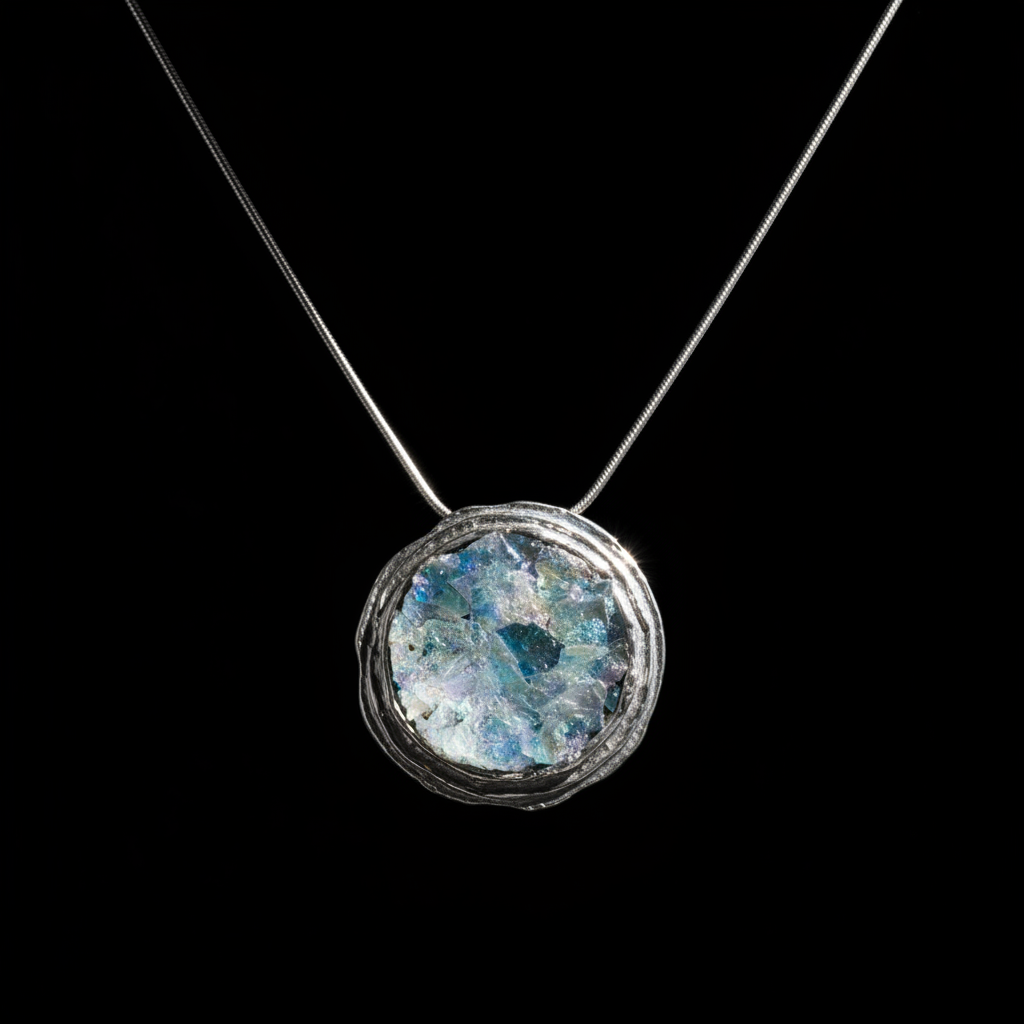 Authentic 2000-Year-Old Roman Glass Pendant - 18" Sterling Silver Chain with Certificate