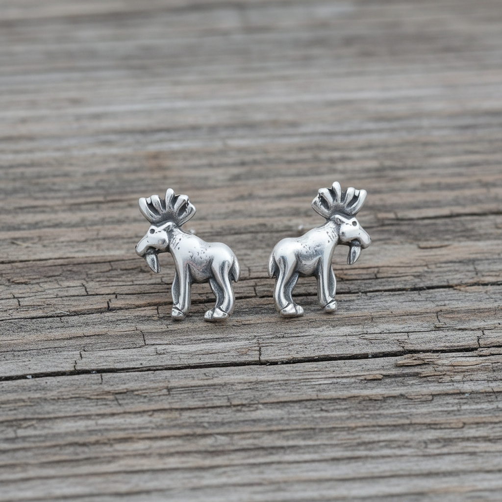 Northern Majesty | Oxidized Sterling Silver Moose Stud Earrings
