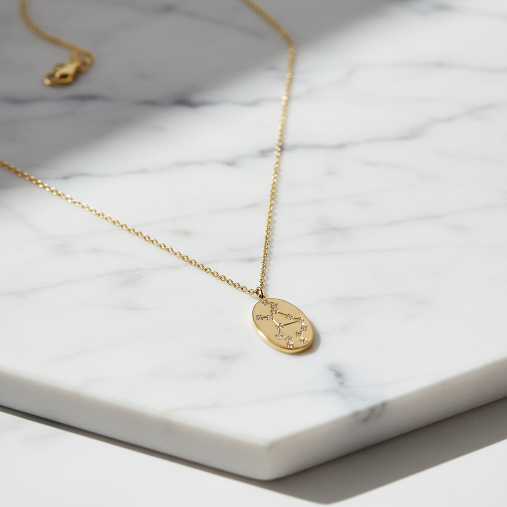 Virgo Zodiac Necklace - 14K Gold Plated Sterling Silver Constellation Pendant