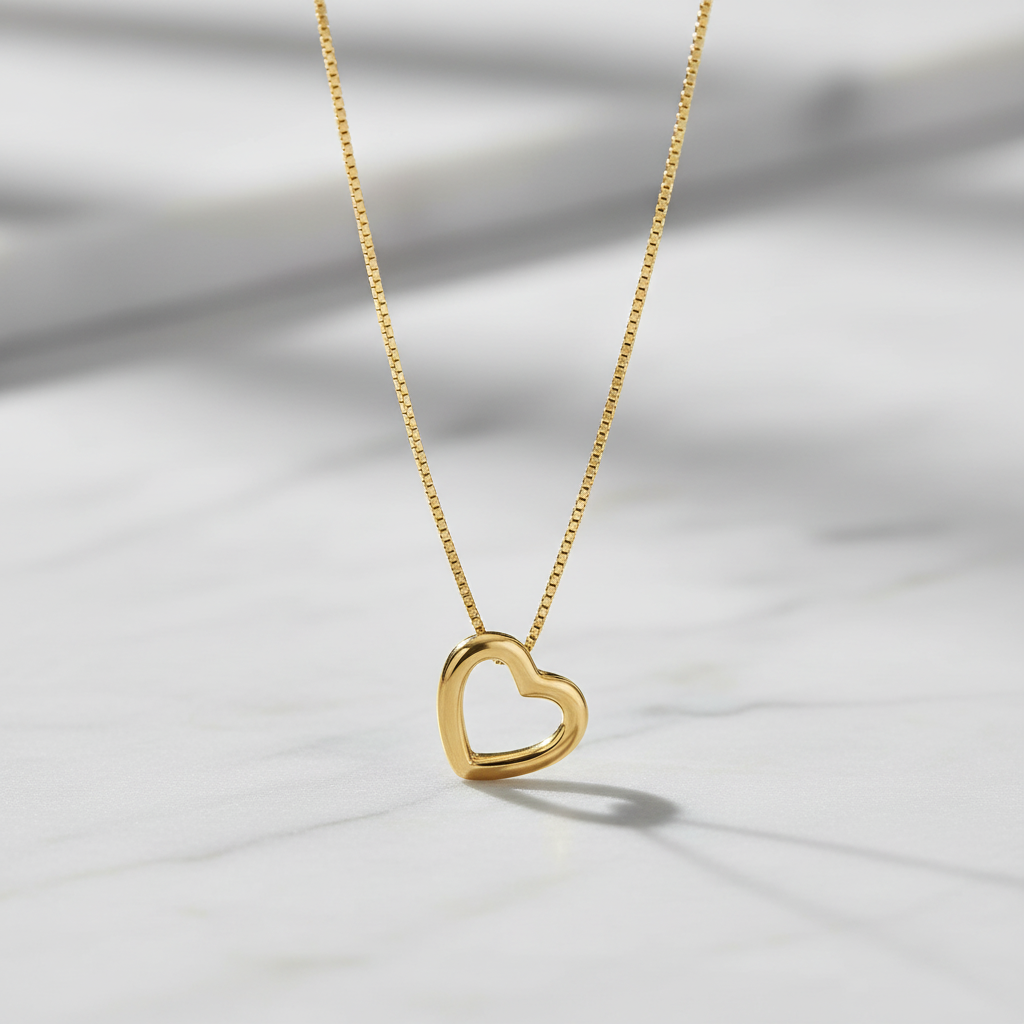 14 Karat Gold Plated Sterling Silver Floating Heart Pendant Necklace with CZ Pave, 16 Inch + 2 Inch Chain