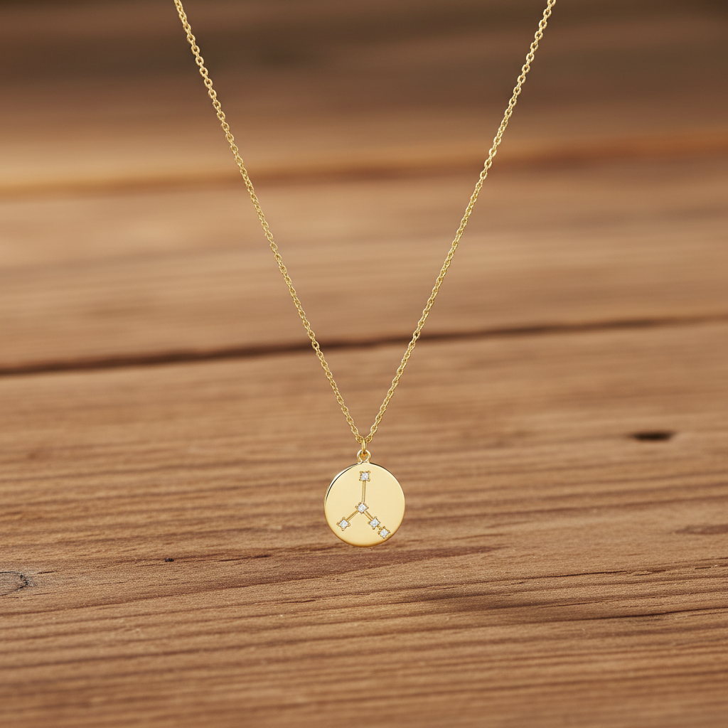Cancer Zodiac Necklace - 14K Gold Plated Sterling Silver Constellation