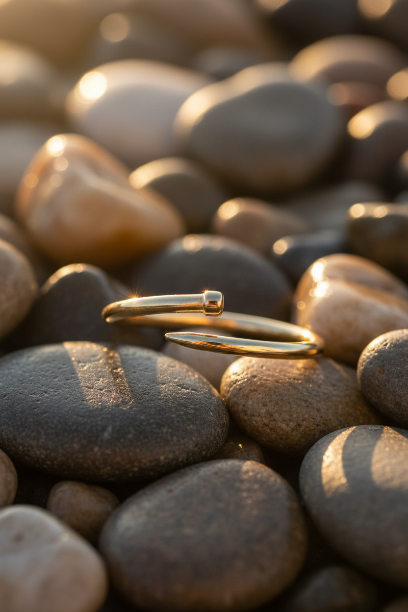 Wrap Nail Ring 14K Gold Plated 925 Sterling Silver 1.5mm Adjustable Sizes 6-9