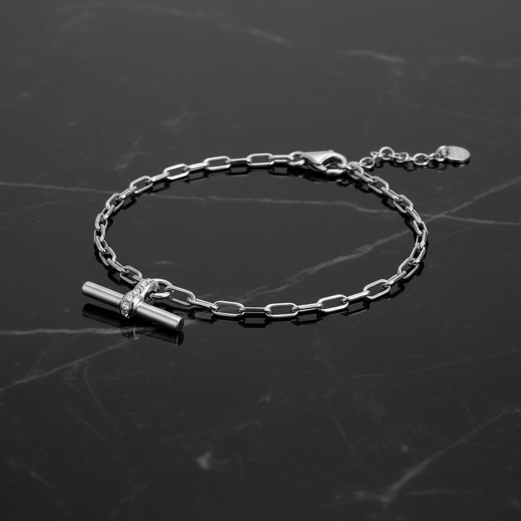 Mirror Reflection - Silver T-Bar Chain Bracelet