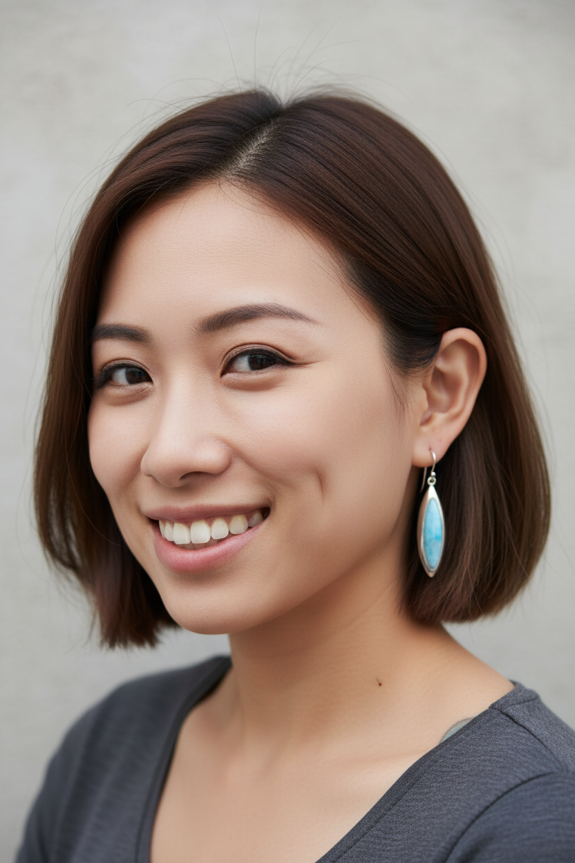 Model Wearing Marquise Larimar Earrings