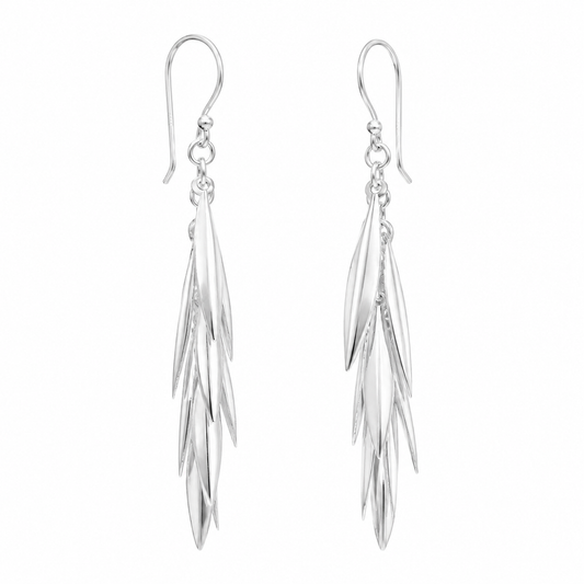 Polished Marquise Cluster Drop Earrings 925 Sterling Silver 47mm French Wire