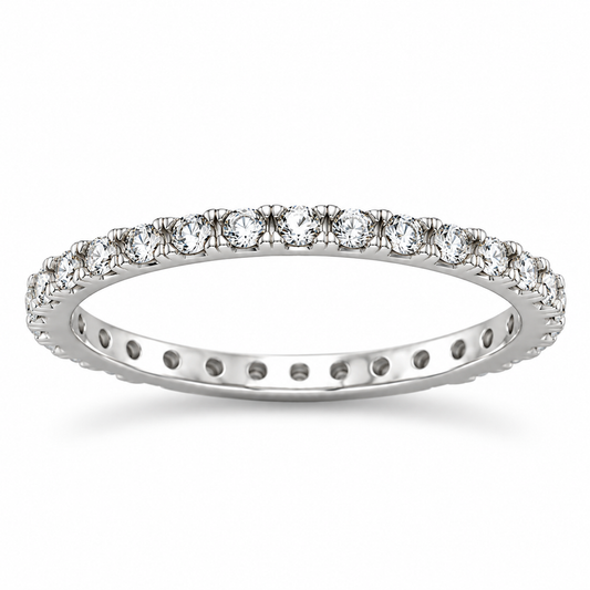 CZ Eternity Band Ring Rhodium Plated 925 Sterling Silver 2mm