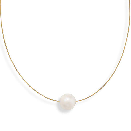 Cultured Freshwater Pearl Necklace 24K Gold Plated 14K Clasp 11.5mm 16 Inch