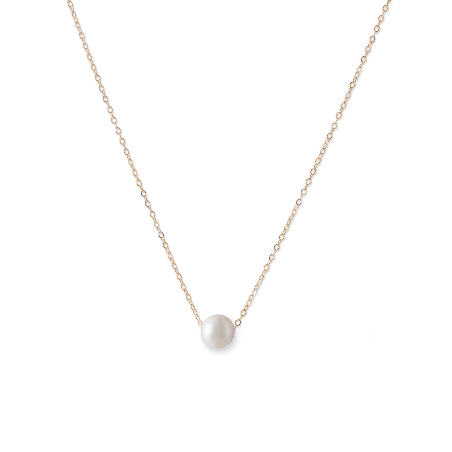 16" 14 Karat Gold Necklace with Cultured Freshwater Floating Pearl