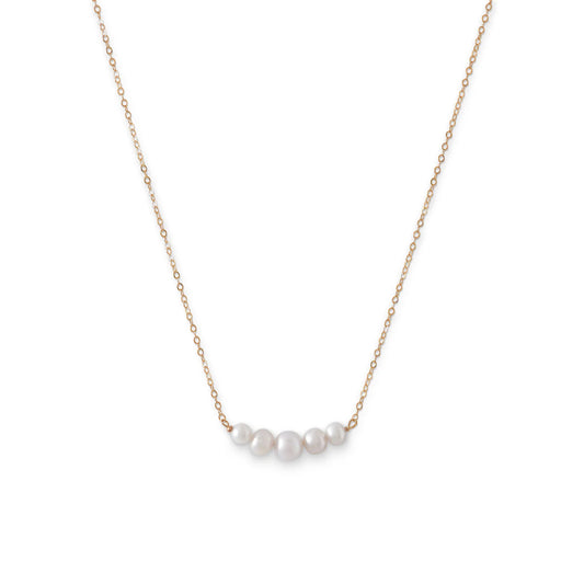 16" 14 Karat Gold Necklace with 5 Cultured Freshwater Pearls