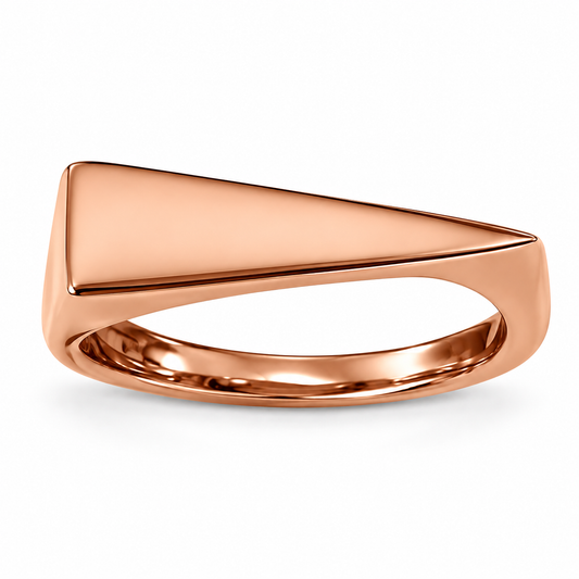 Flat Top Triangle Slice Ring 14K Rose Gold Plated 925 Silver 6mm-1.2mm Sizes 6-9